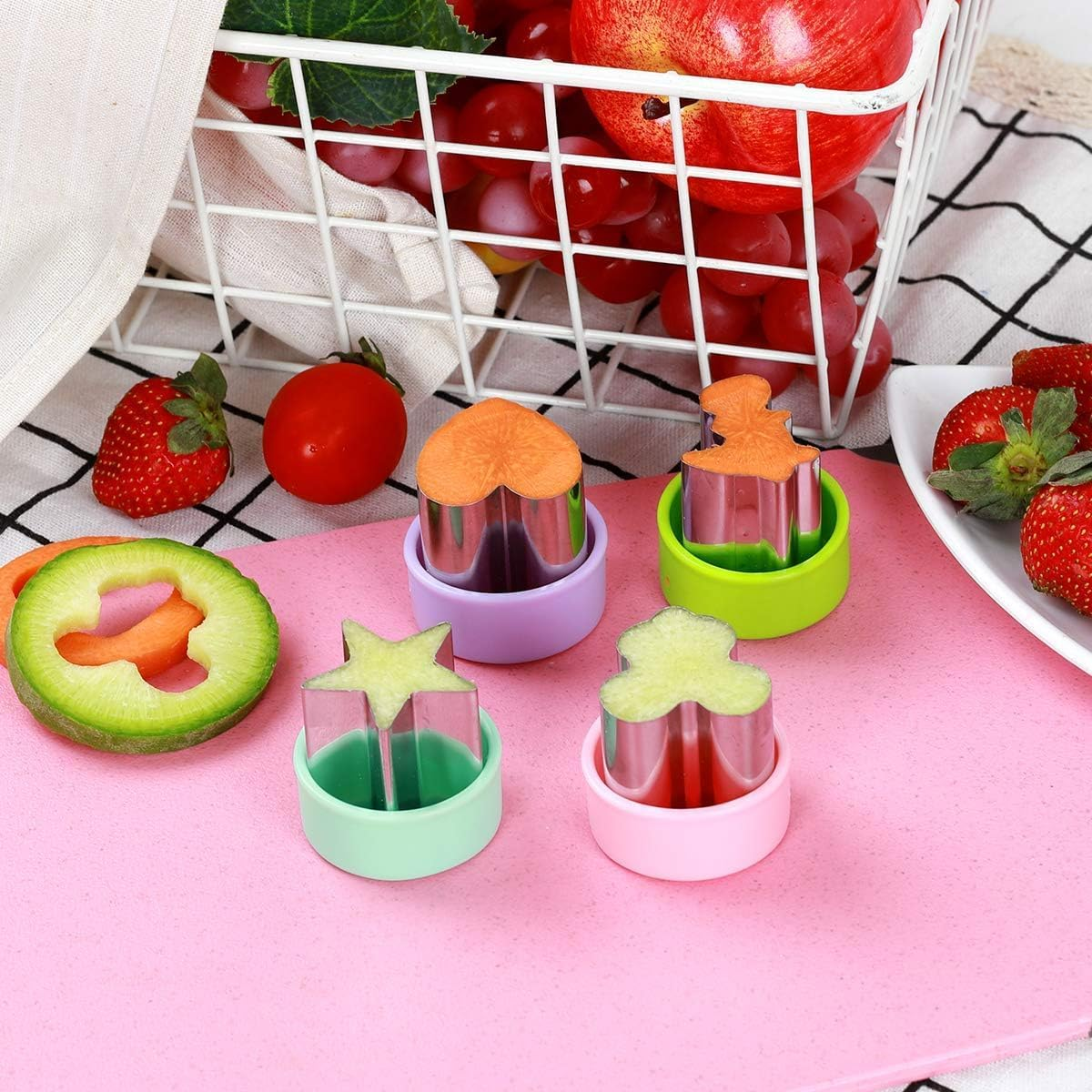 1.5" Vegetable Cutter Shapes Set - Mini Cookie Cutters Fruit Cookie Pastry Stamps Mold for Kids Baking and Food Supplement Tools Accessories (8Pack) image number 6