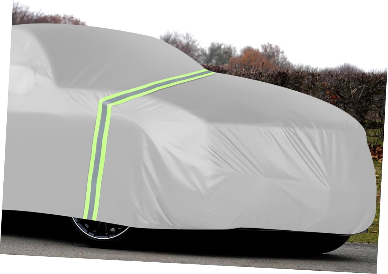 Cabilock Reinforced Adjustable Elastic Reflective Tape for Car Covers Portable Safety Webbing Strap with High Visibility Night Protection Fits Various Vehicle Easy Installation