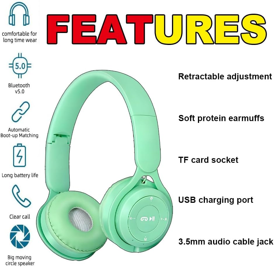 Upgraded Hybrid Active Noise Cancelling Headphones with Transparent Modes Wireless Bluetooth with Mic, Deep Bass,Soft-Earpads Headset Green image number 4
