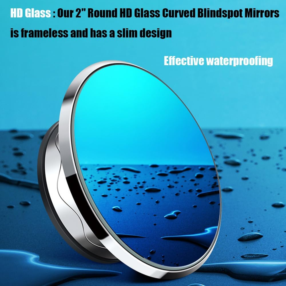 Yakamoz 2Pcs Blind Spot Mirror, 2" round HD Glass Frameless Convex Rear View Mirrors Adjustable 360&deg;Rotate Wide Angle Exterior Accessories for All Universal Vehicles Car image number 3