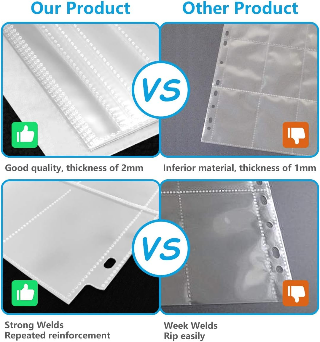 Baseball Card Sleeves 900 Pockets Clear Trading Card Sleeves for Baseball Cards, Football Cards, Pokemon Trading Cards, Sport Cards, Game Cards, Business Cards 100 Pages