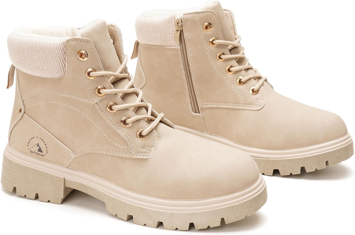 GLAMORA Womens Thermal Lined Lightweight Waterproof Non Slip Sole Side Zipper Comfort Everyday Work Cold Weather Walking Boots