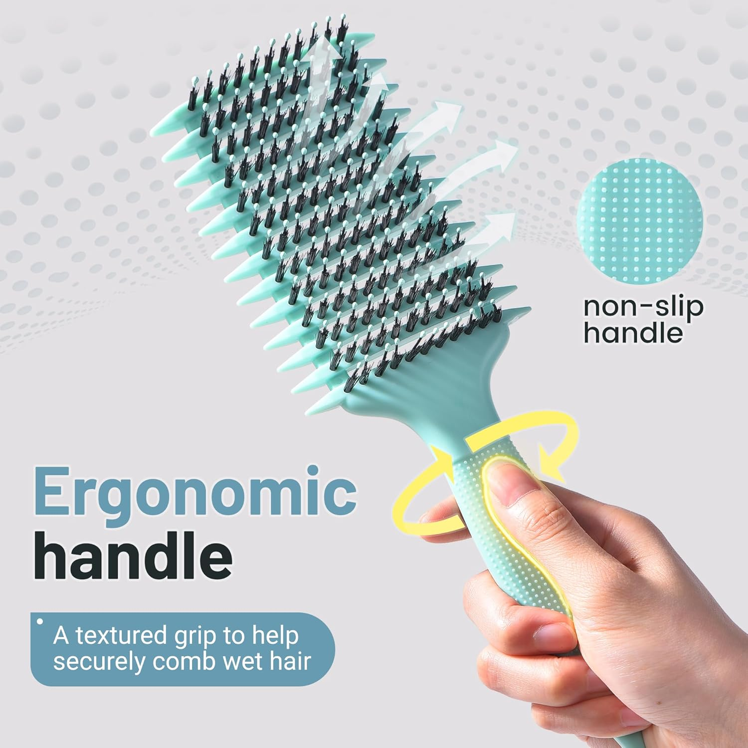 Curl Hair Brush, Comfortable Elastic Curling Brush, Curl Define Styling Brush, Curl Define Styling Brush, Hair Brush for Detangling for Women (Green) image number 3