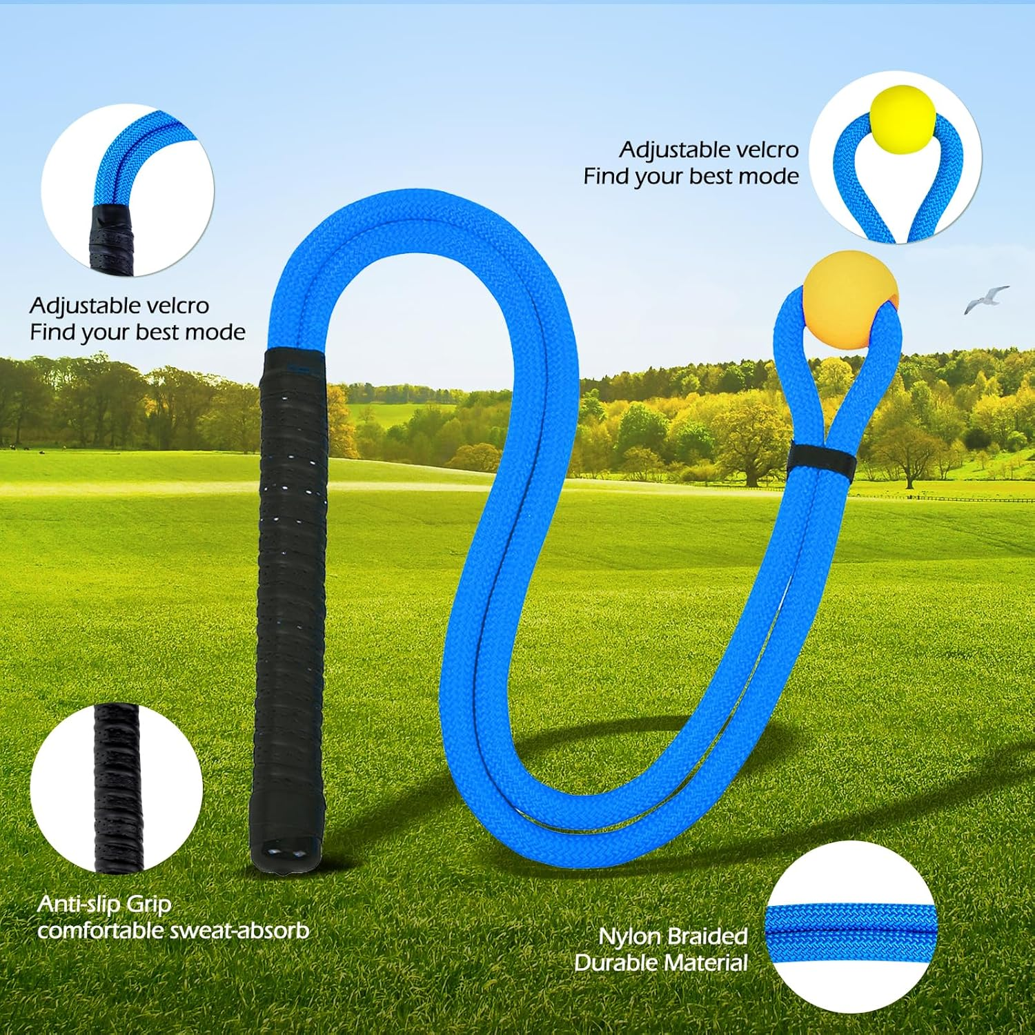 Golf Swing Trainer, Golf Swing Training Aid Set, Distance Rope to Improve Swing Speed ​​Lag Rhythm, Golf Warm-Up Stick Strength and Rhythm Training Armband for Golf Beginners Black image number 3