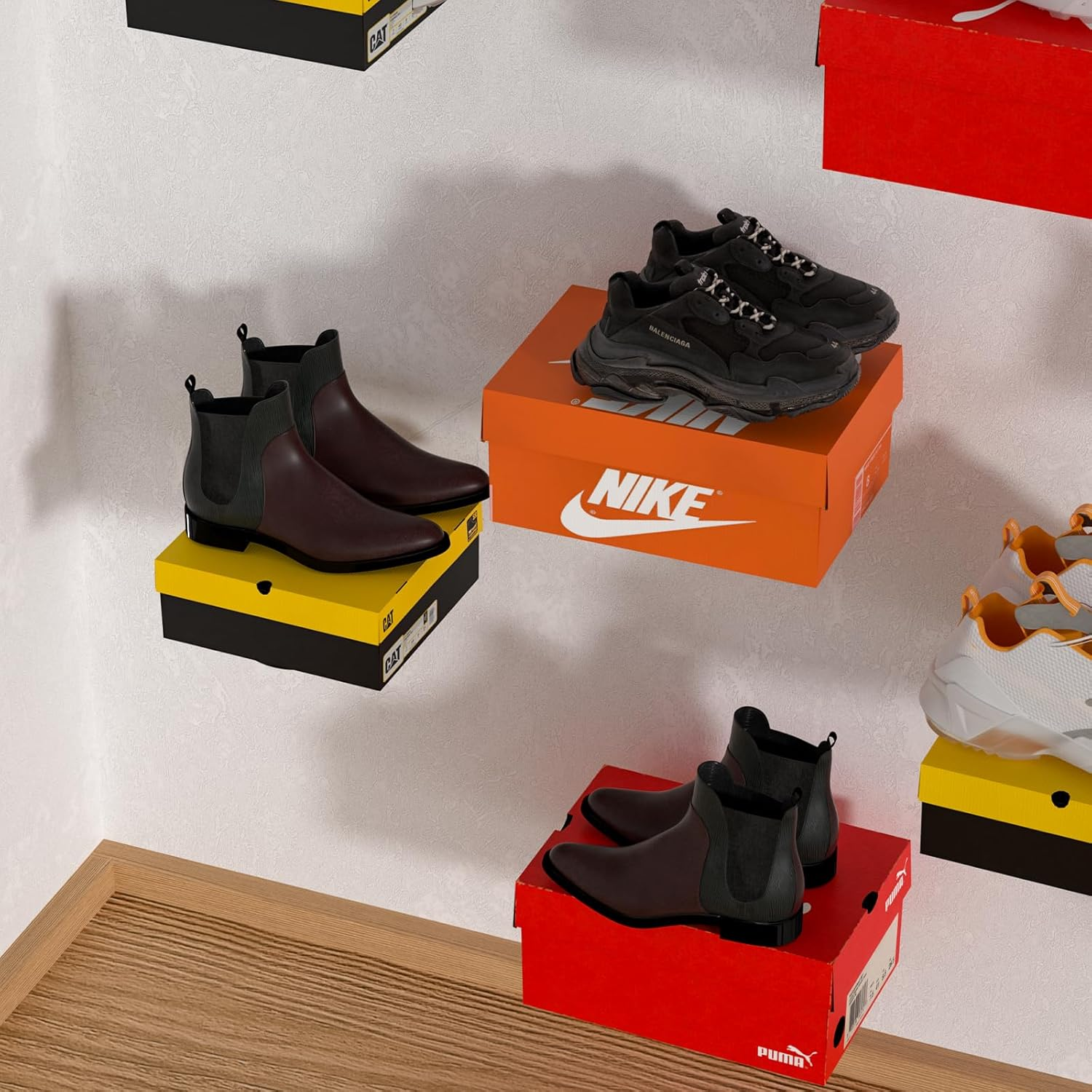 Floating Shoe Shelves for Wall-6 Pack Sneaker Shelves-Levitating Shoe Display Stand Acrylic Sneaker Wall Hanger,Shoe Organizer Holder Wall Mount for Sneaker Collection Shoe Box image number 1