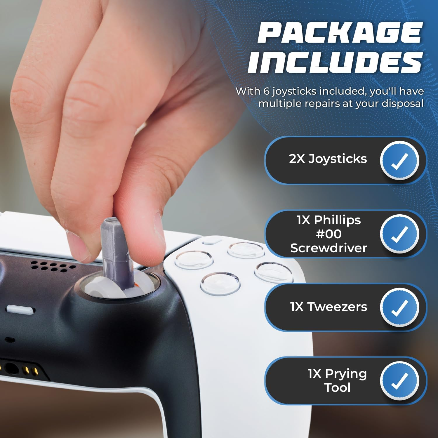 SOSS GAMING&reg; Hall Effect Joysticks UPGRADE Kit for Playstation 5 Dualsense Controllers- Fixes Stick Drift, Broken, and Loose Joysticks - 2 PACK