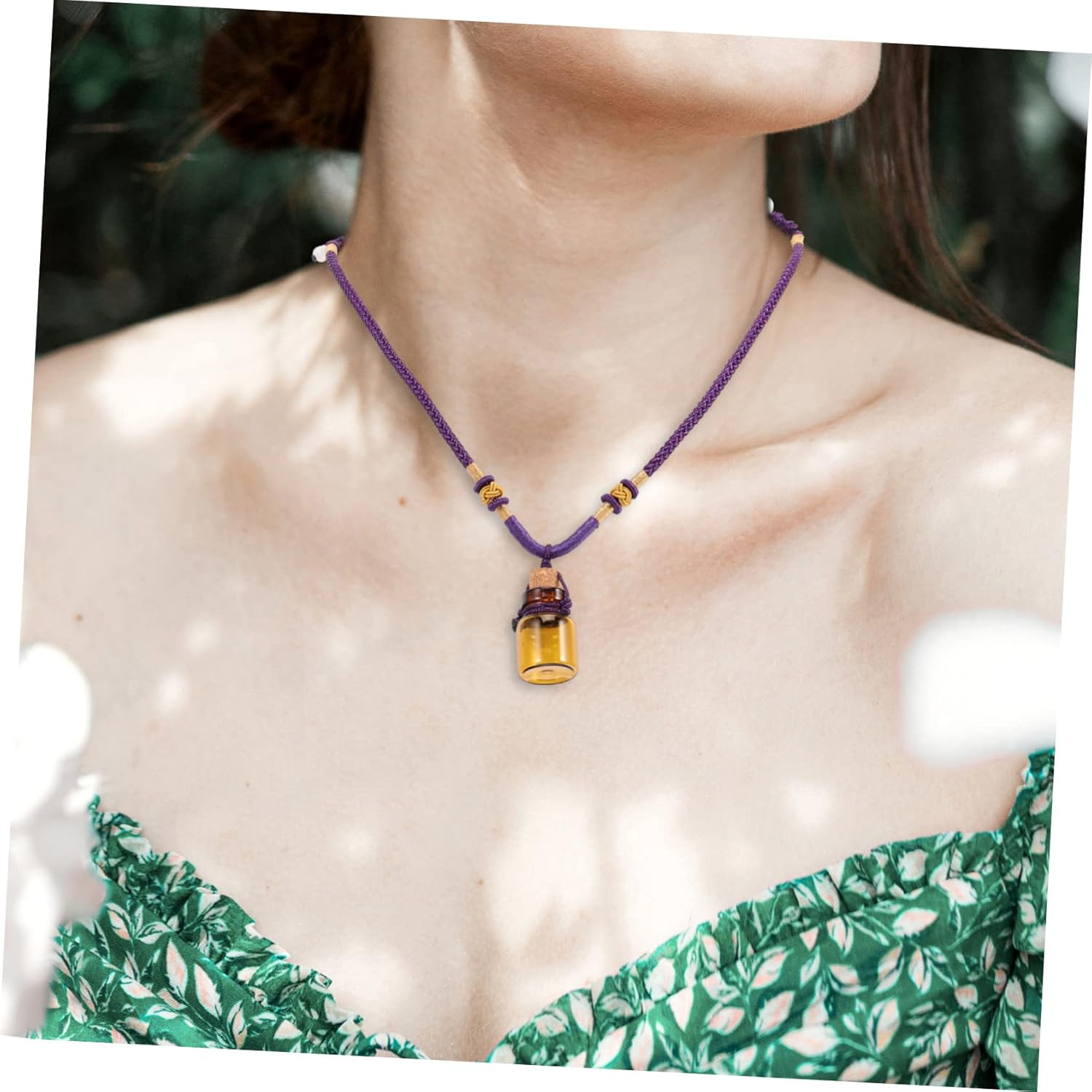 2Pcs Empty Perfume Bottle Pendants Essential Oil Necklace Vintage Travel Bottle Decorative Necklaces image number 3