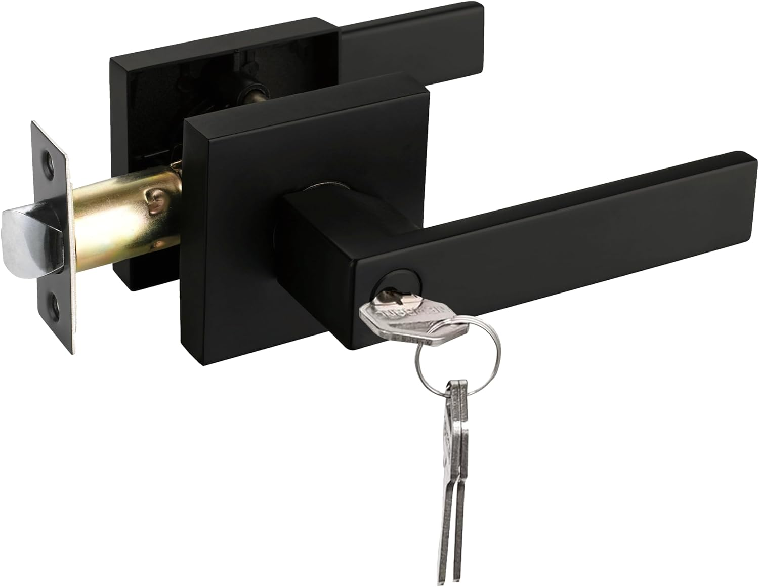 NEWBANG Keyed Entry Lever Lock for Exterior Door and Front Door Heavy Duty Lever Door Lock Handle Satin Nickel Finish