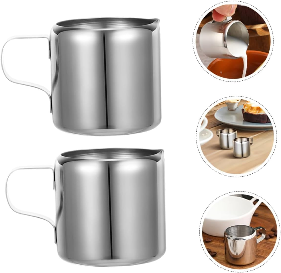 CATIEBYE 3Pcs Stainless Steel Milk Frothing Cups for Espresso Latte Art Steaming Pitchers with Nonstick Surface Multifunctional Sauce and Milk Steamer for Coffee Use image number 5