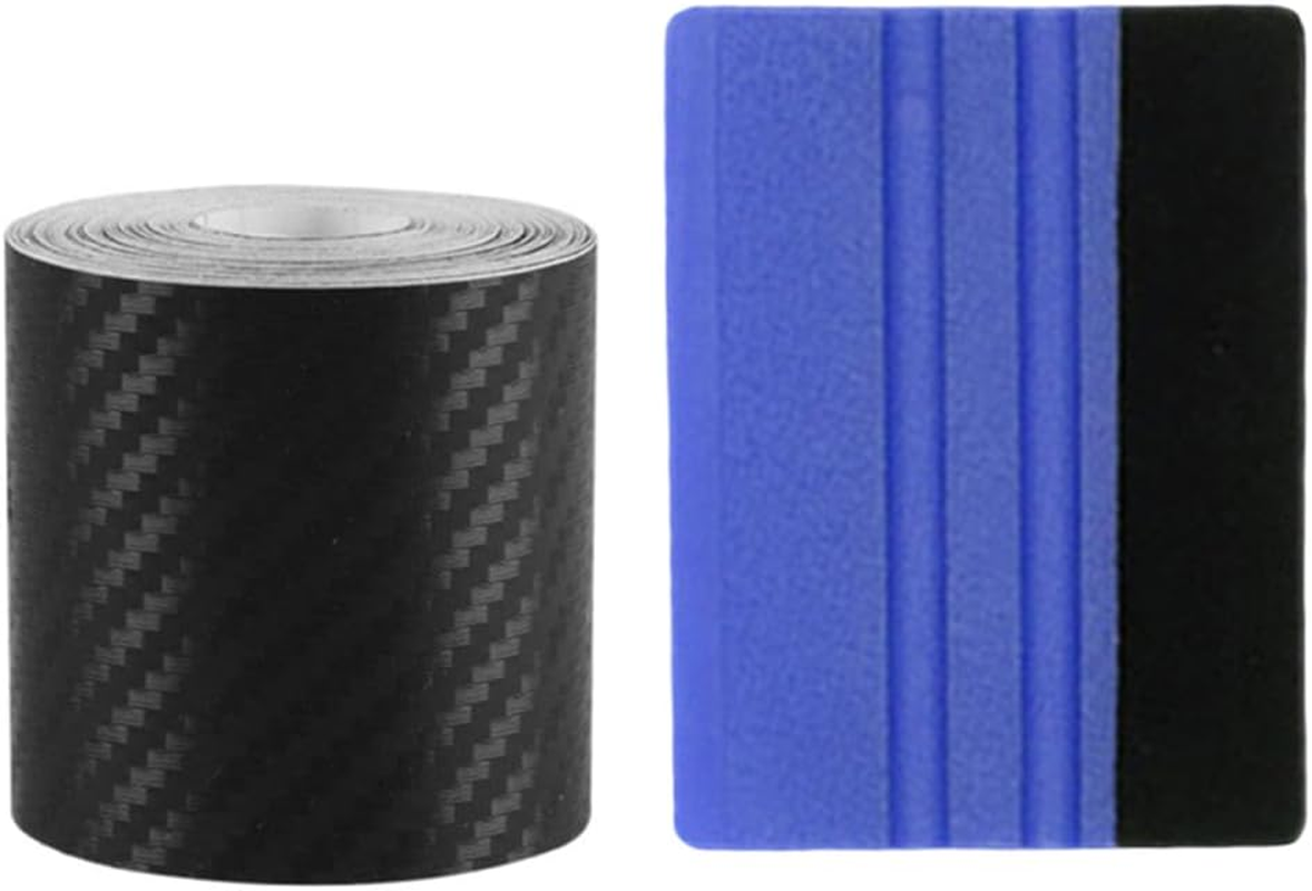 Naisfei Carbon Fiber Wrap, 10M X 5Cmcarbon Fiber Tape with Vinyl Scraper Tool, Car Door Guard Sill Protector Universal Door Sill Guard Car Door Trim Edge Guard Protection Film