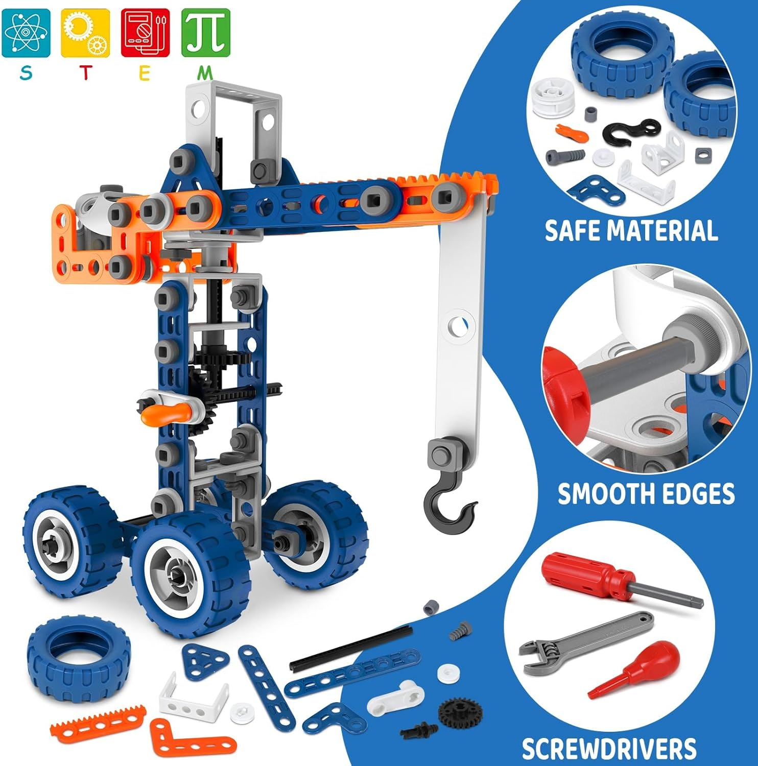 12 in 1 Stem Toys for 5 6 7 8 9+ Year Old Building Block Stem Activities Projects Kit Kids Age 4-8 5-7 Creative Set Helicopter Excavator Educational Engineering Erector Set Birthday Gift Boy Toys Girl