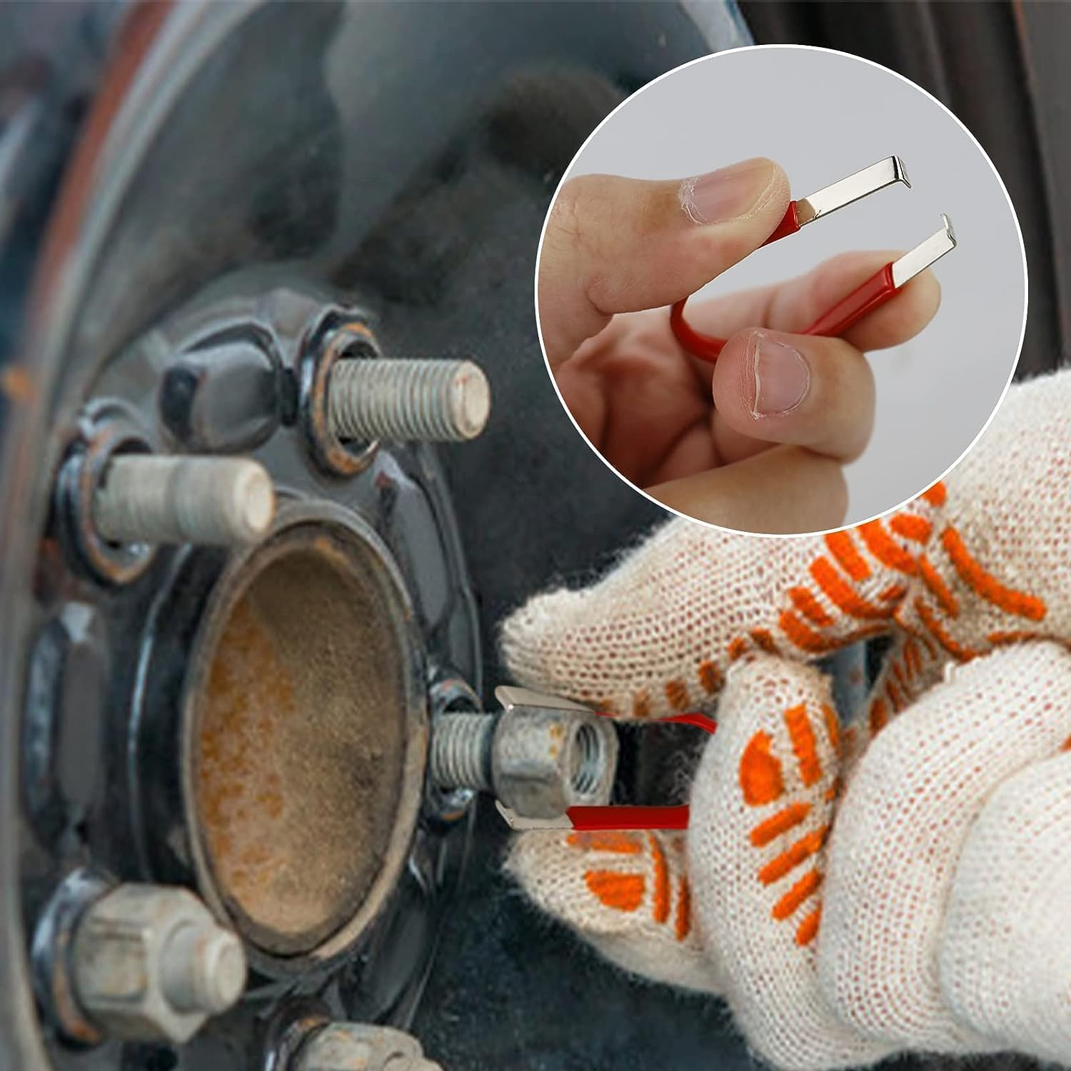 6 PCS Wheel Bolt Cap Cover Removers Tool Set, Tyre Nut Center Cover Cap Puller Tweezers Removal Tool, Bolt & Nut Covers Key for Cars image number 6