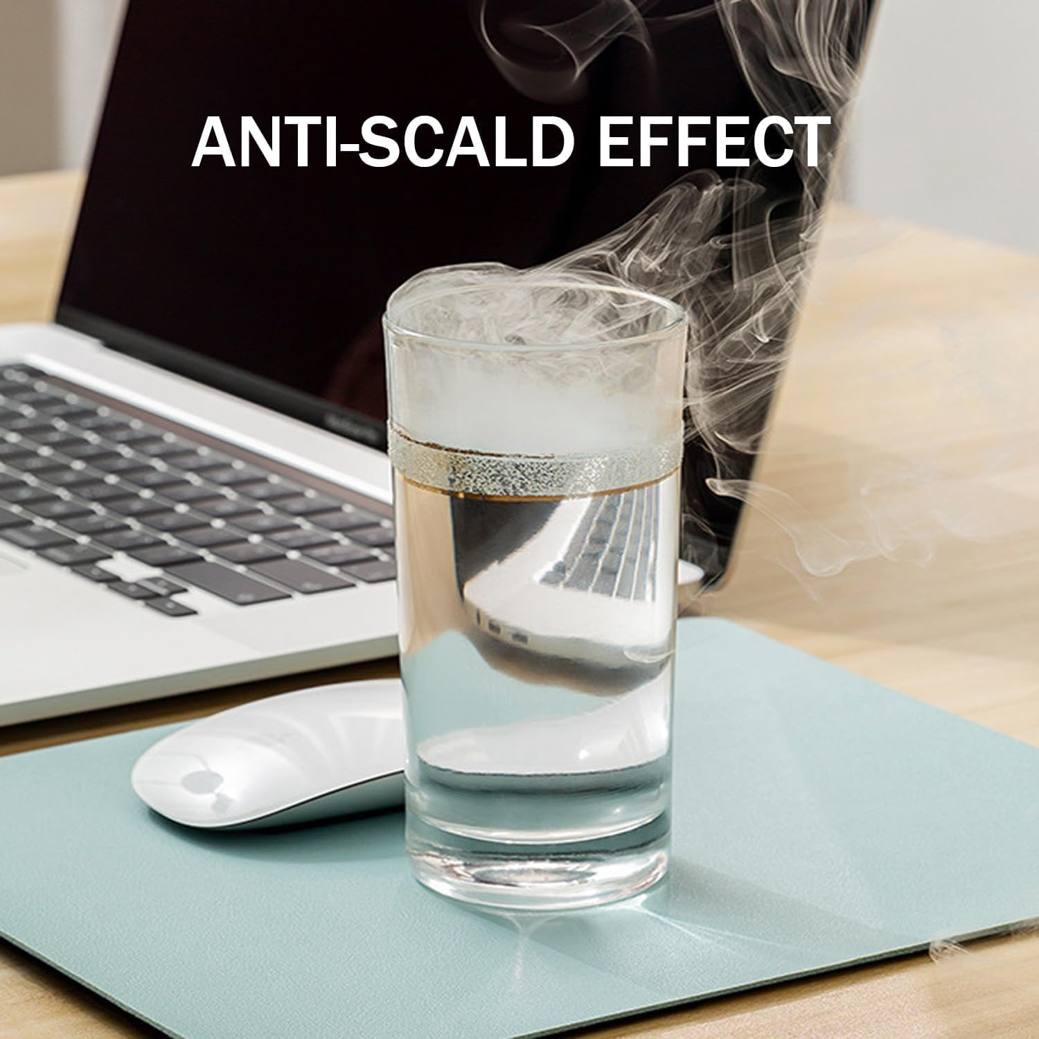 Heatunk 2-Pack Waterproof PVC Leather Mouse Pads - Non-Slip & Thickened for Gaming, Office, and Home-Pink & Grey image number 2