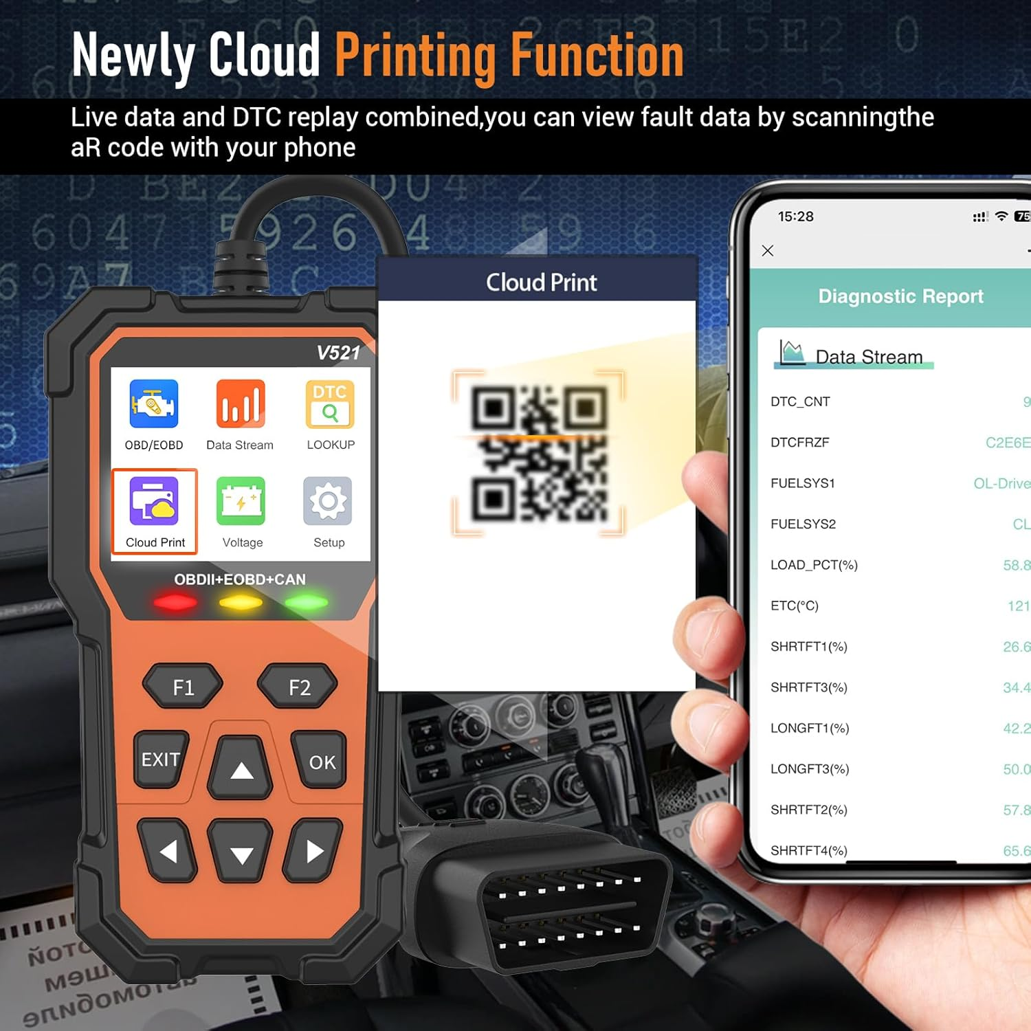 OBD2 Scanner Diagnostic Tool, Professional OBD2 Scanners Car Code Reader Check Engine Light with Reset OBDII/EOBD Car Scanner Diagnostic Tool for All Cars after 1996 image number 1