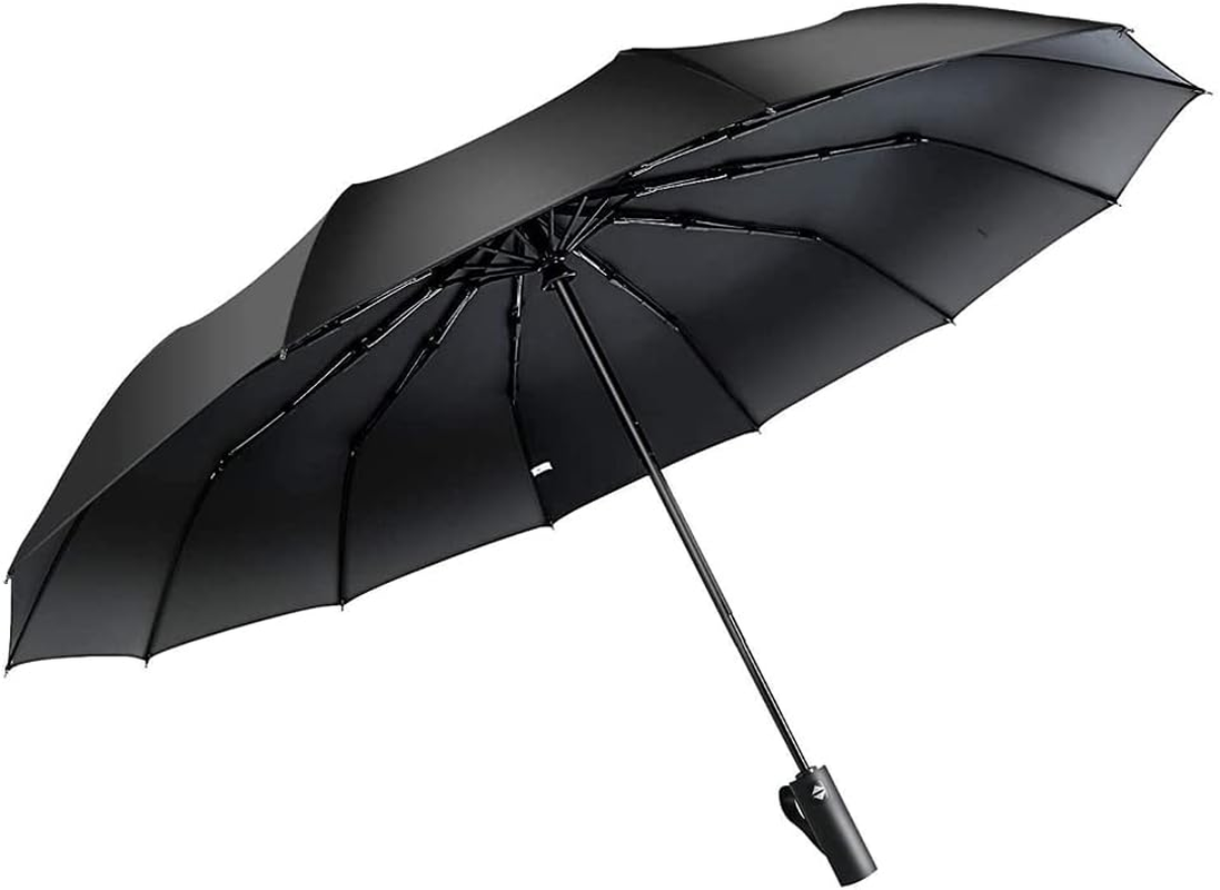 Feimvb Travel Umbrella, Windproof Automatic Umbrella Compact Sized Portable Personal Umbrella with 10 Rib Reinforced Canopy and Auto Open & Close Function