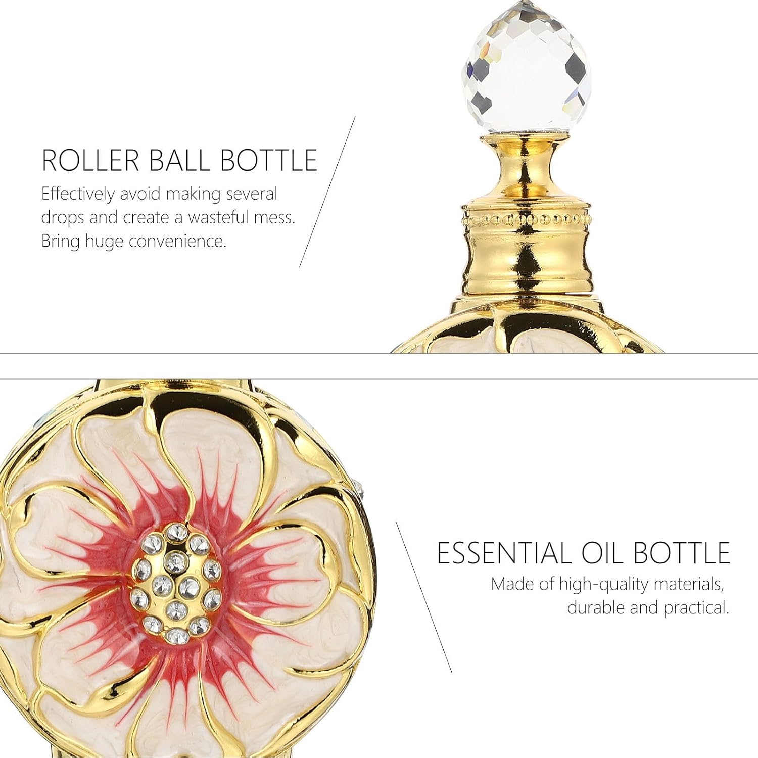 Healifty Essential Oil Dropper Bottle Vintage Glass Perfume Bottle 12Ml Decorative Refillable Perfume Women Dropper for Essential Oils Glass Vials S - 12Ml Style4 image number 6