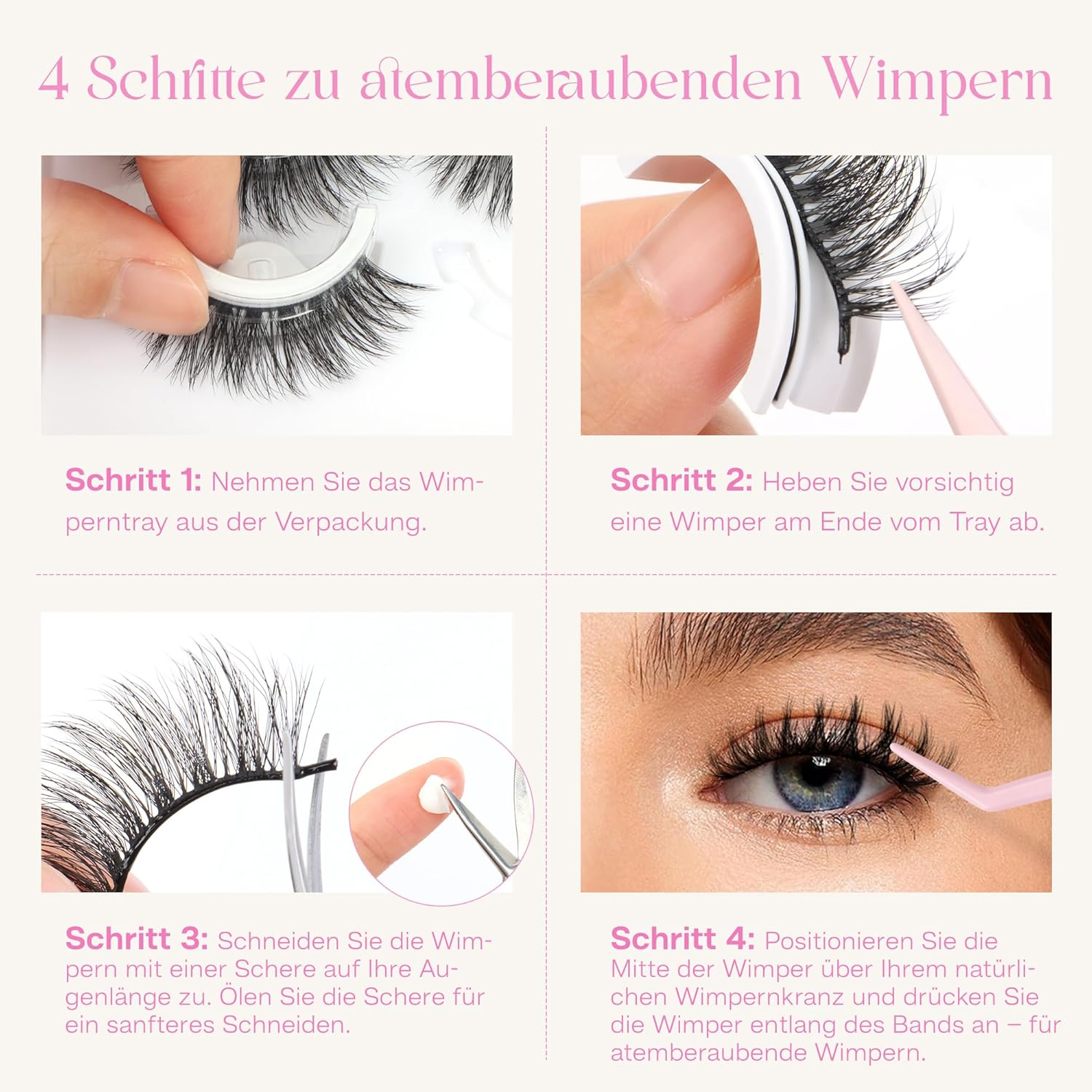 CALAILIS Self-Adhesive Eyelashes, 5 Pairs, Natural Look, Press-On False Eyelashes, No Glue, Reusable, Cat Eye, Wispy, Pre Glued Fake Lashes with Replacement Adhesive Strips (C001) image number 6