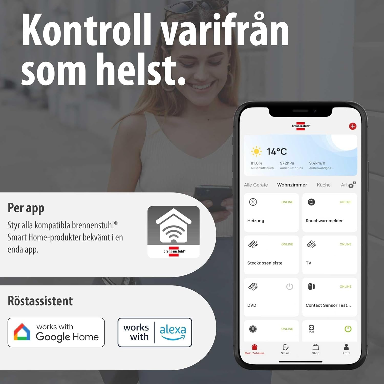 Brennenstuhl Connect Wifi Dual WFD 3051P LED Floodlight with Motion Sensor (36W, 4300Lm, IP54, Multiple Lighting Functions Adjustable via App, Outdoor Spotlight for Mounting image number 5