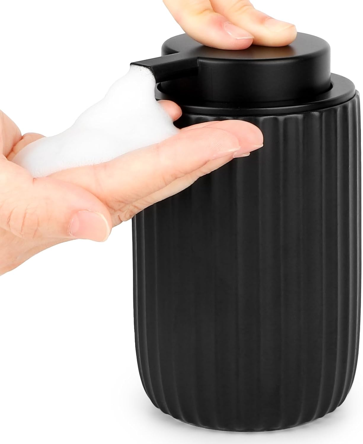 Segbeauty Ceramic Foaming Hand Soap Dispenser, 16.9Oz Refillable Kitchen Bathroom Foam Soap Dispenser, 500Ml Empty Liquid Soap Lotion Dispenser Foaming Pump Bottle for Modern Home Farmhouse Decor