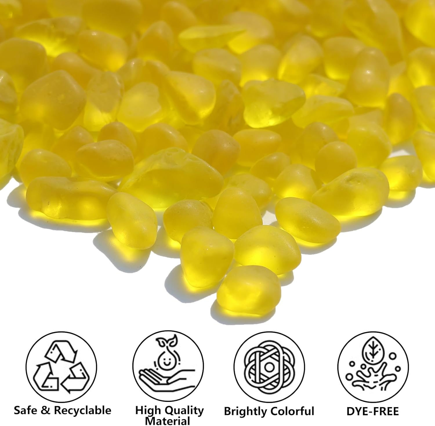 Sea Glass Stones - 0.9LB Yellow Frosted Glass Pebbles Gemstones - Perfect for Aquarium Rocks, Fish Tank Gravel, Vase Fillers, DIY Crafts, and Home Decor image number 5