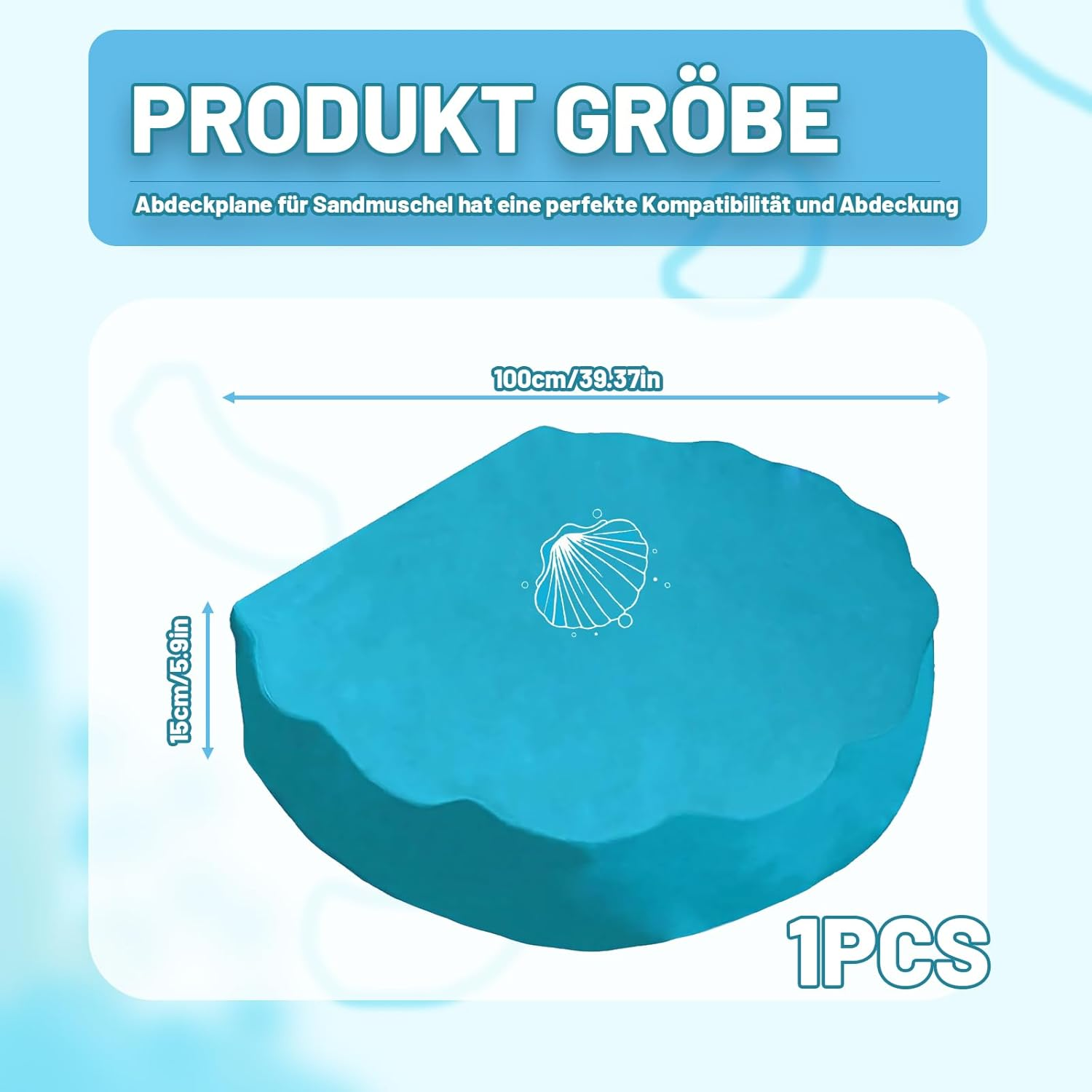 Elevapulse Sand Shell Cover 100 X 15 Cm, Waterproof Sandpit Tarpaulin with Lid for Shell Sandpit XXL, Perfect Protection for Outdoor Sand Shells and Playgrounds