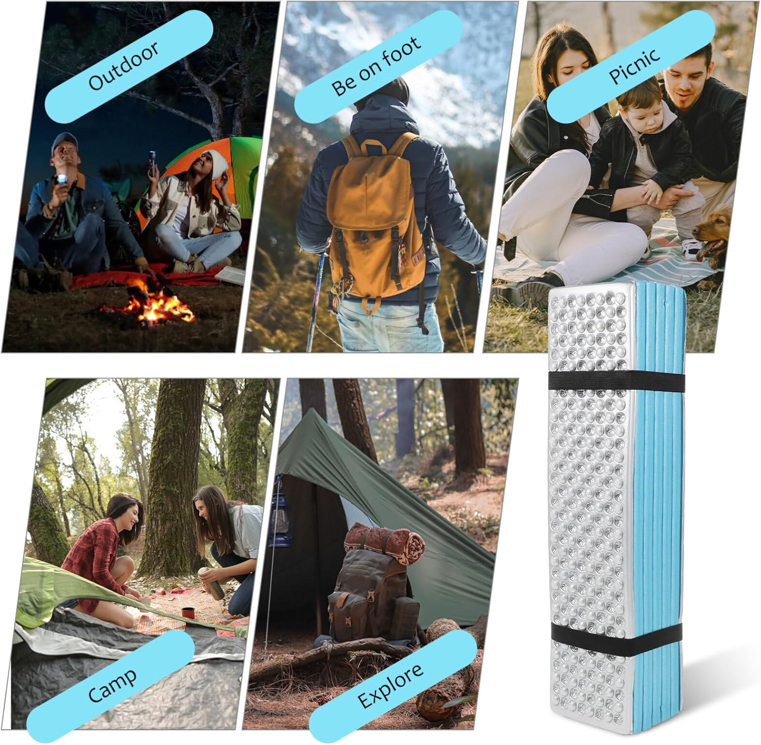 BESPORTBLE Folding Moisture-Proof Mat Mattress Sleeping Pad Backpack Cot Liner Foam Sleeping Mat Thermal Pad Student Tent Mat Pe Cotton Camping image number 1