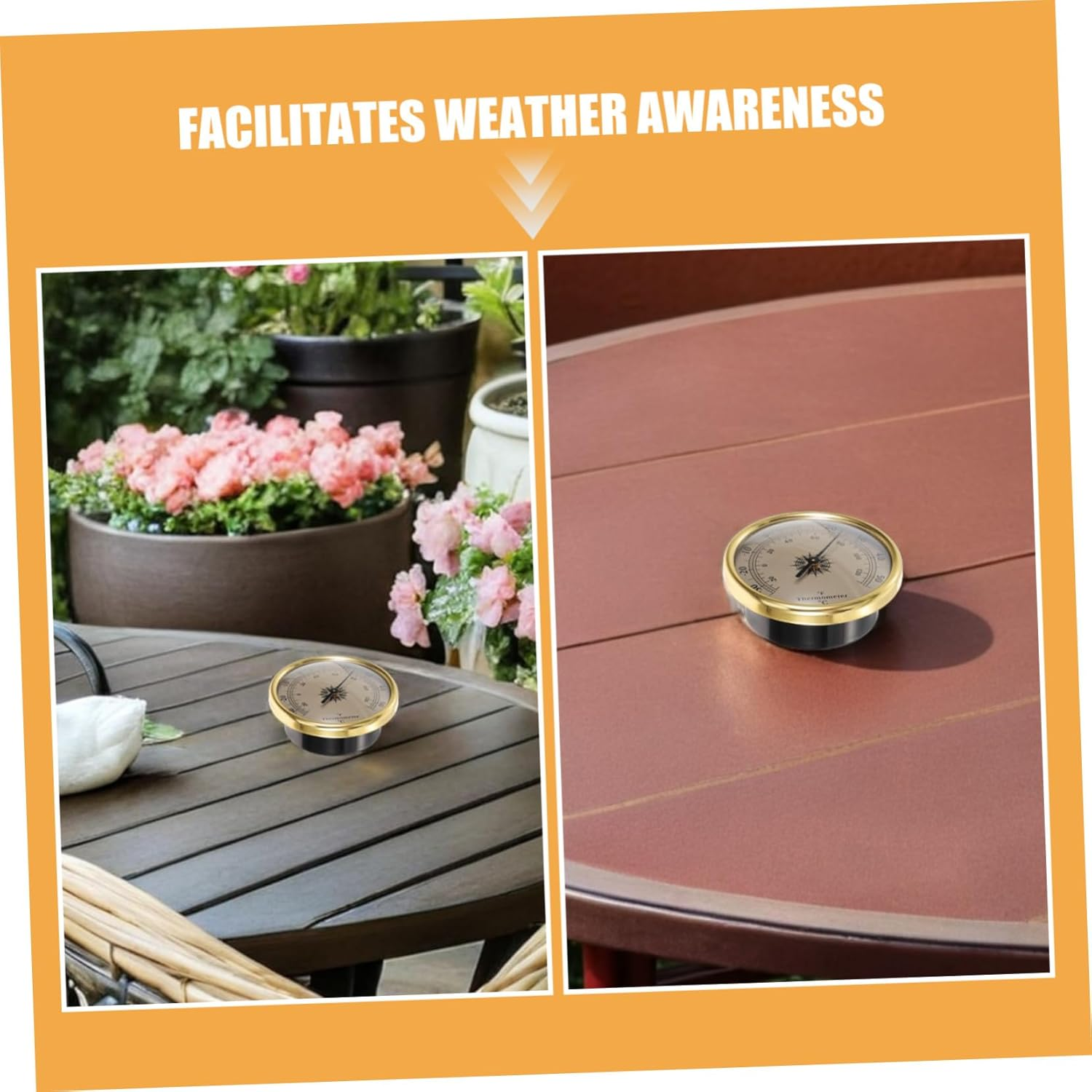 POPETPOP 2Pcs Metal round Thermometer Indoor Outdoor Temperature Gauge for Garden Greenhouse Wall-Mounted Decorative Weather Thermometer with Precise Fahrenheit Dial for Meteorological image number 5