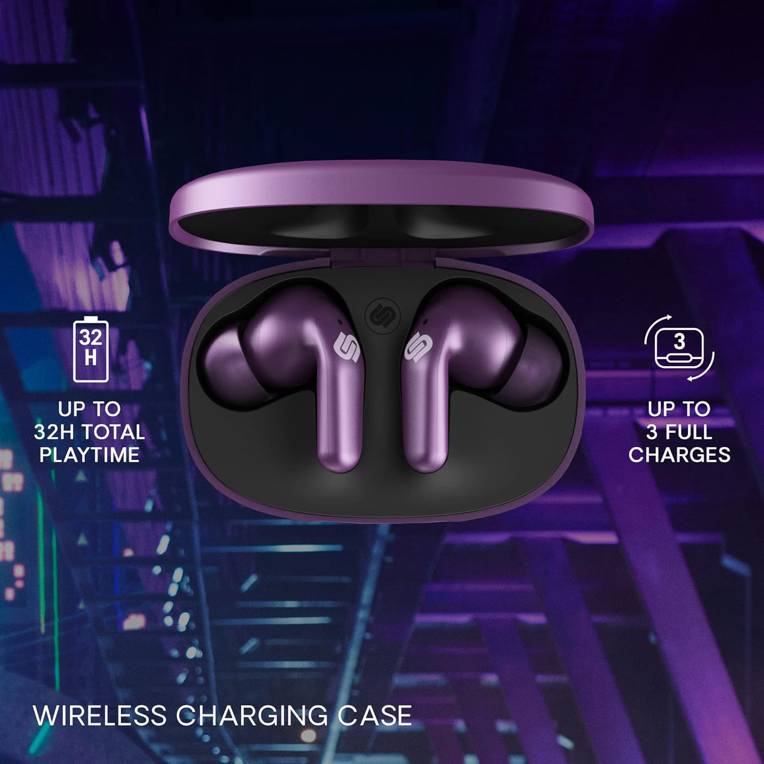 Urbanista Seoul Wireless Earbuds, Vivid Purple - Midnight Black image number 7