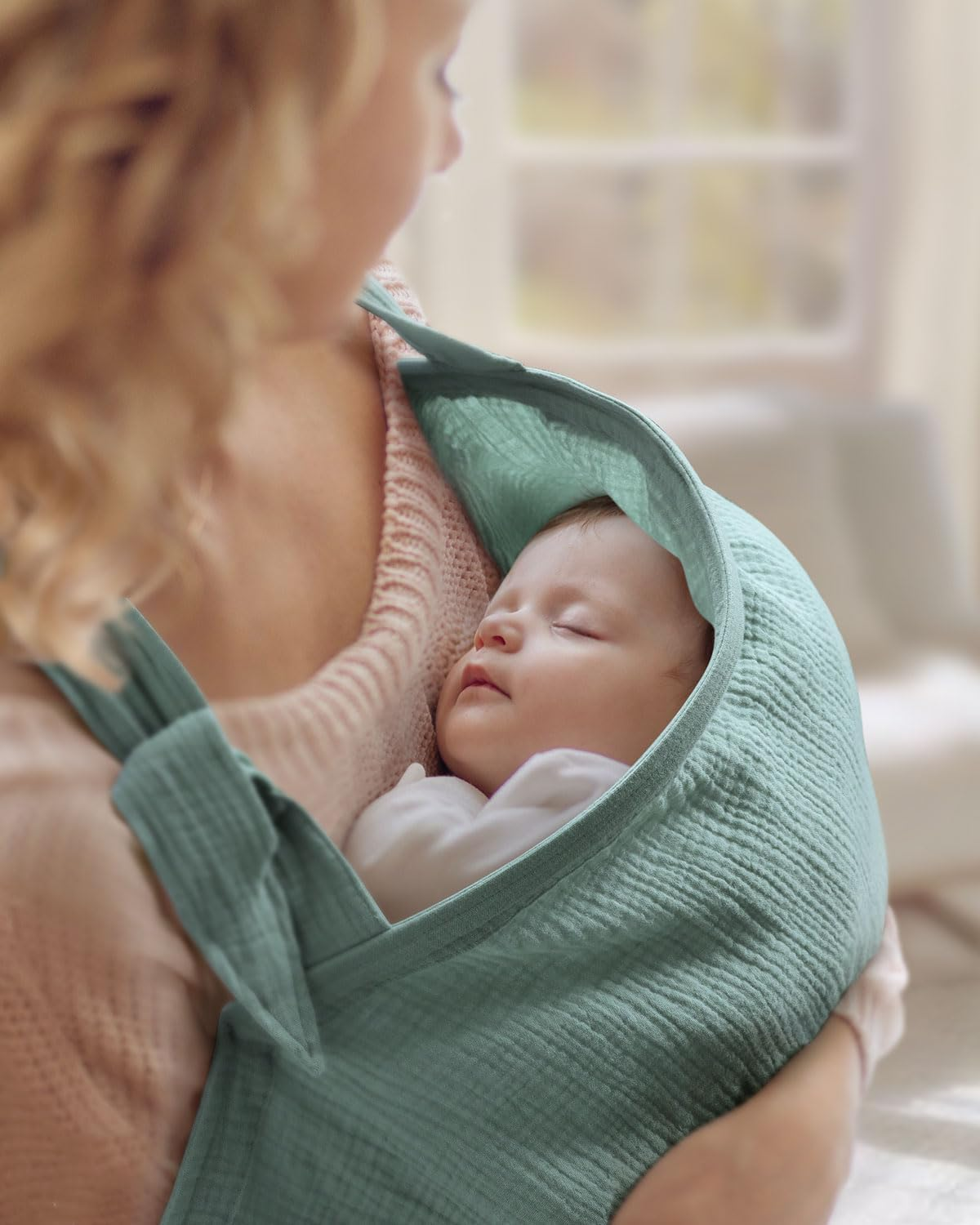 Blissful Diary Muslin Nursing Cover for Breastfeeding, Breathable Breastfeeding Cover up with Arch Neckline for Women, Nursing Apron (Roman Green) image number 3