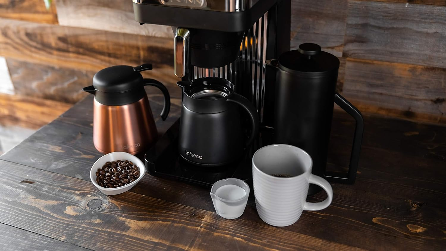 Lafeeca Thermal Coffee Carafe Tea Pot Stainless Steel, Double Wall Vacuum Insulated | Cool Touch Handle | Hot & Cold Retention | Non-Slip Silicone Base | BPA Free Copper image number 4