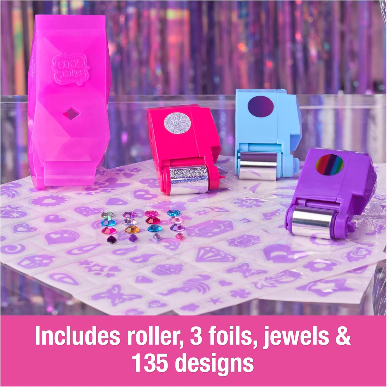 Cool Maker, Shimmer Me Body Art with Roller, Jewels & 3 Foils, 135 Metallic Temporary Tattoo Designs, Arts and Crafts Kids Toys for Girls Ages 7+ image number 1