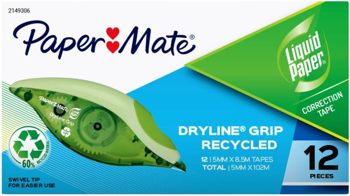 Paper Mate Liquid Paper Dryline Grip Correction Tape (Pack of 12) image number 1