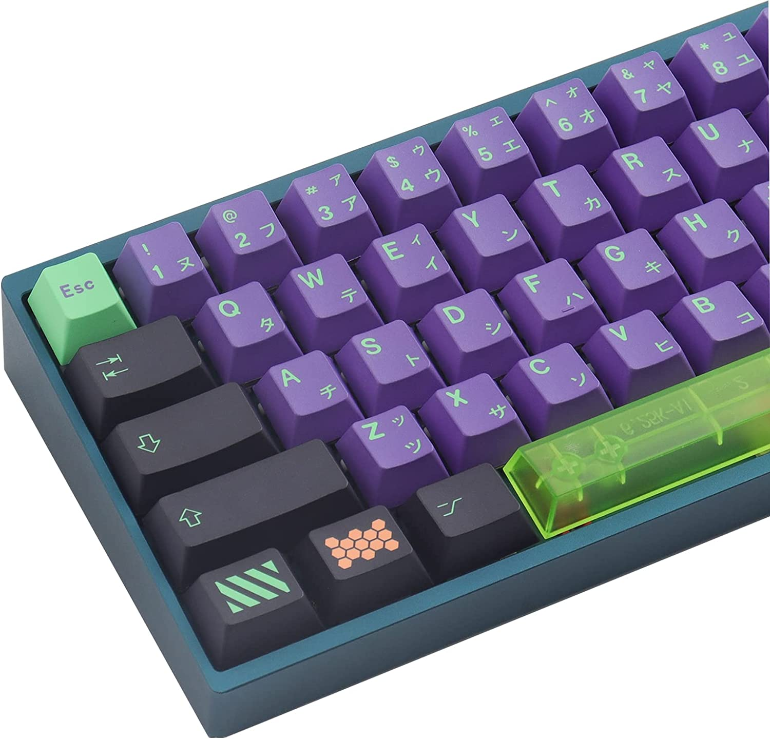 PBT Keycaps,Jomkiz 135 Keys Dye Sublimation Cherry Profile Keycaps with 7U Clear Spacebar Japanese Keycap Set for Cherry MX Switches ANSI Layout Mechanical Keyboards