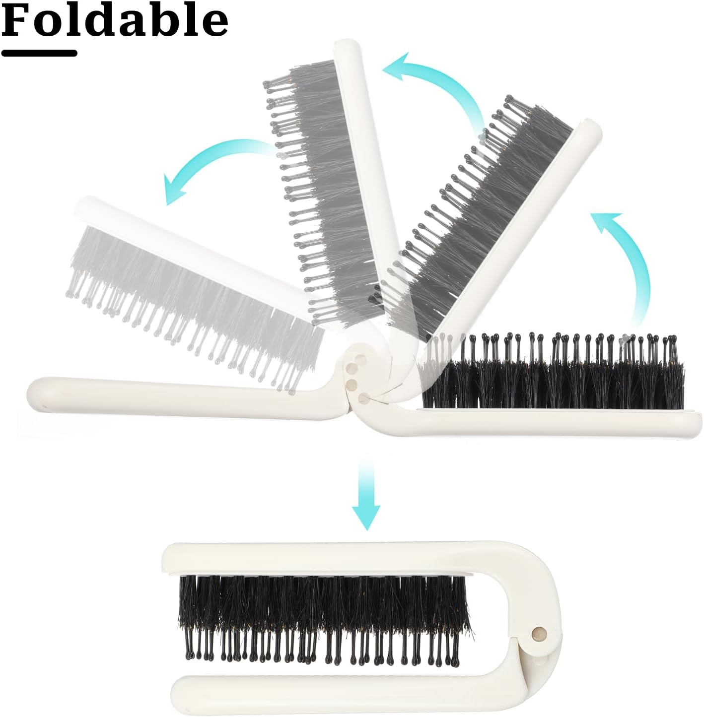 Foldable Hair Brush, Mini Portable Pocket Travel Brush with Boar Bristles for Thin, Thick, Curly, Wet and Dry Hair, Compact Size, Holiday Friendly image number 6