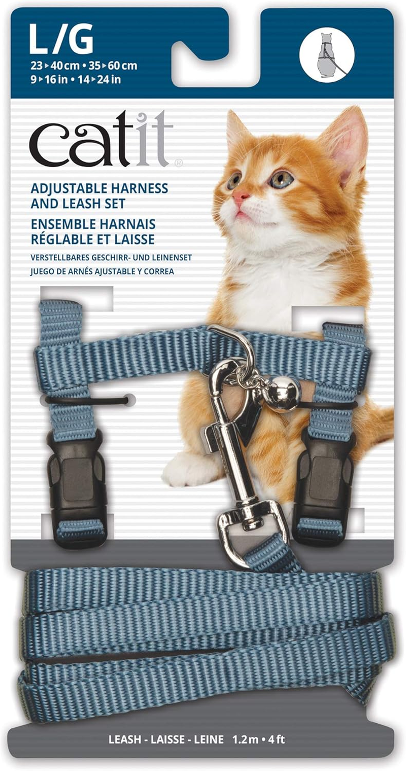 Catit Nylon Adjustable Cat Harness and Lead Set, Black, Medium