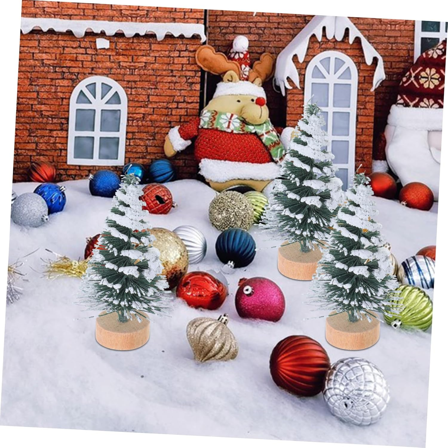10Pcs Mini Christmas Tree Ornaments Pine Snow Covered Desktop Christmas Ornaments for Home Party Decoration for Xmas Party image number 6