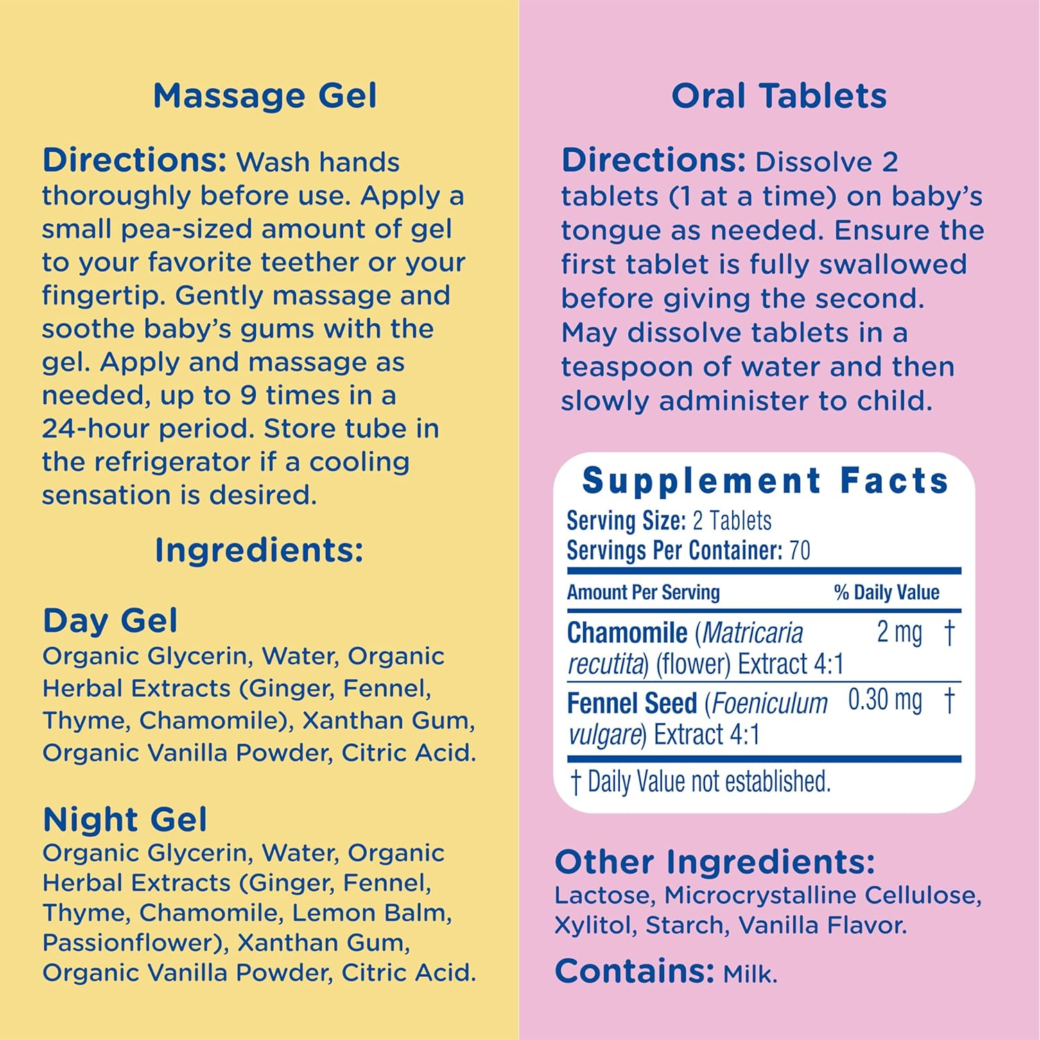 Mommy'S Bliss Organic Little Gums Soothing Massage Gel & Oral Tablets Day and Night Combo, Age 2 Months+, Sugar Free, Mild & Sweet Flavor| 2-0.53 Oz Tubes + 1 Bottle (140 Tablets) image number 4