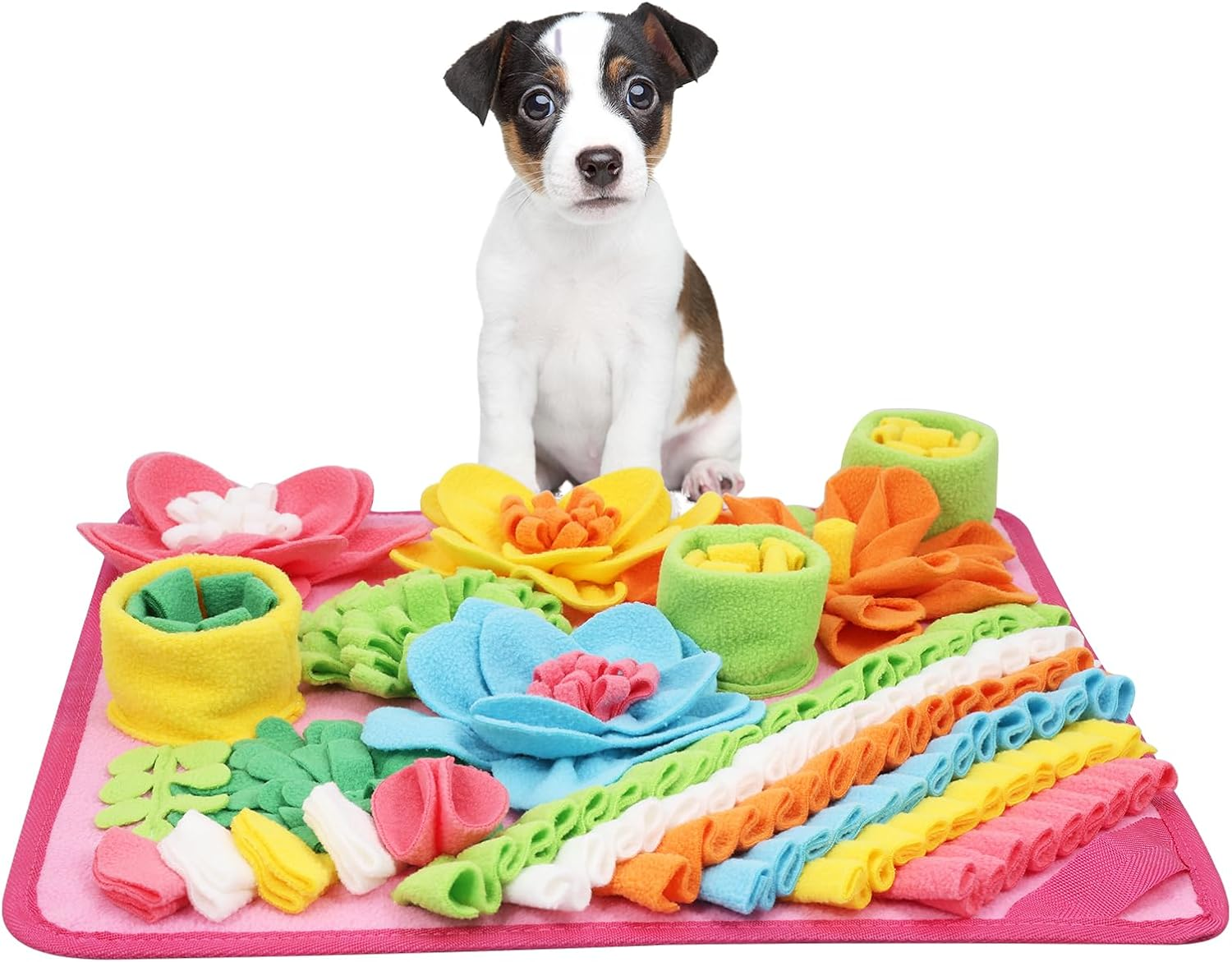 ORIA Snuffle Mat for Dogs, Sniff Mat Slow Feeding Mat for Pets, Interactive Feed Puzzle Pet Toys for Smell Training, Foraging Skills and Stress Relief, for Small Dogs Cats, 15X15 Inch - Pink image number 3