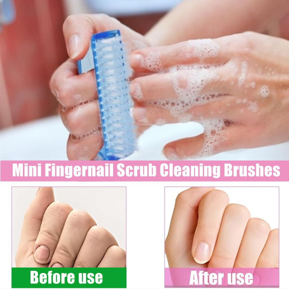 8Pcs Mini Fingernail Scrub Cleaning Brushes, Handle Grip Nail Brush,Cleaning Brushes for Toes and Nails Cleaner(Multicolor) image number 5
