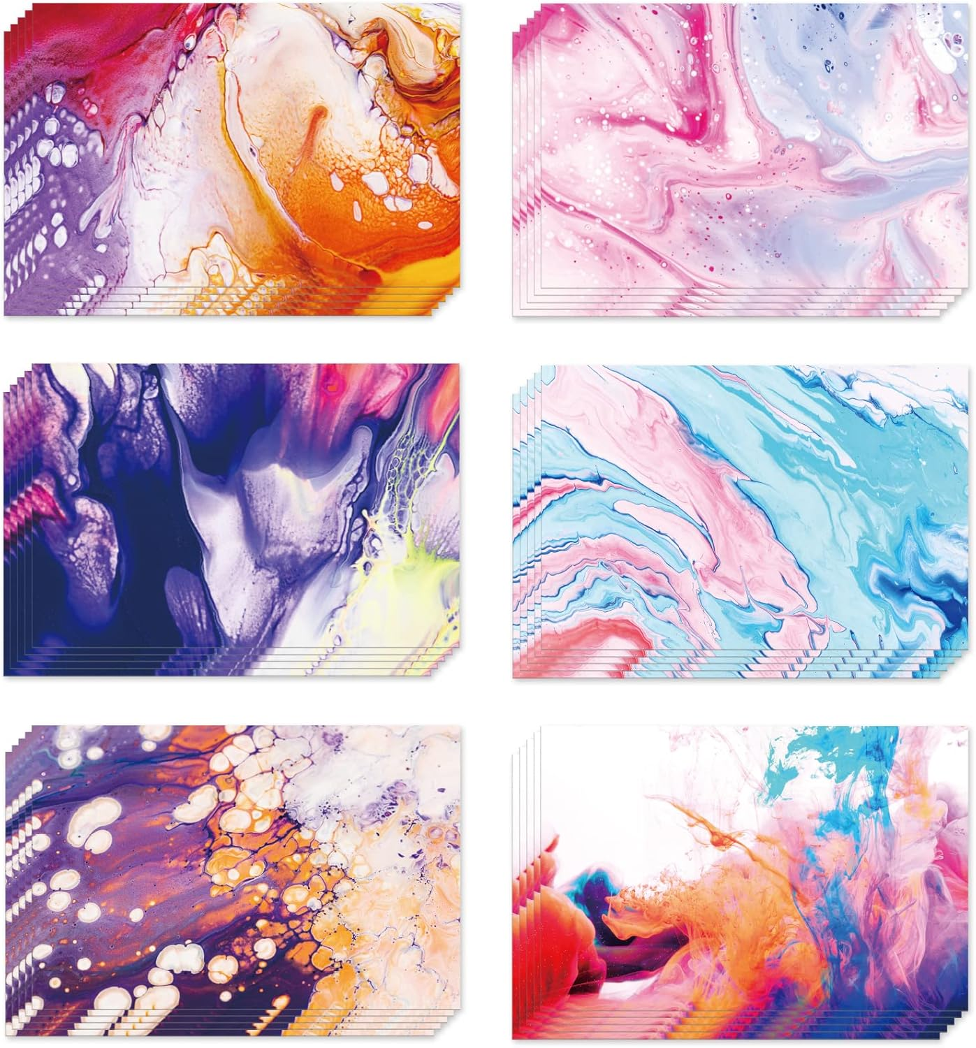 30 All Occasion Greeting Cards, Assorted Blank Note Cards, 6 Abstract Art Design, 4X6 Inches Blank Stationary Thank You Cards with Envelopes Set image number 6