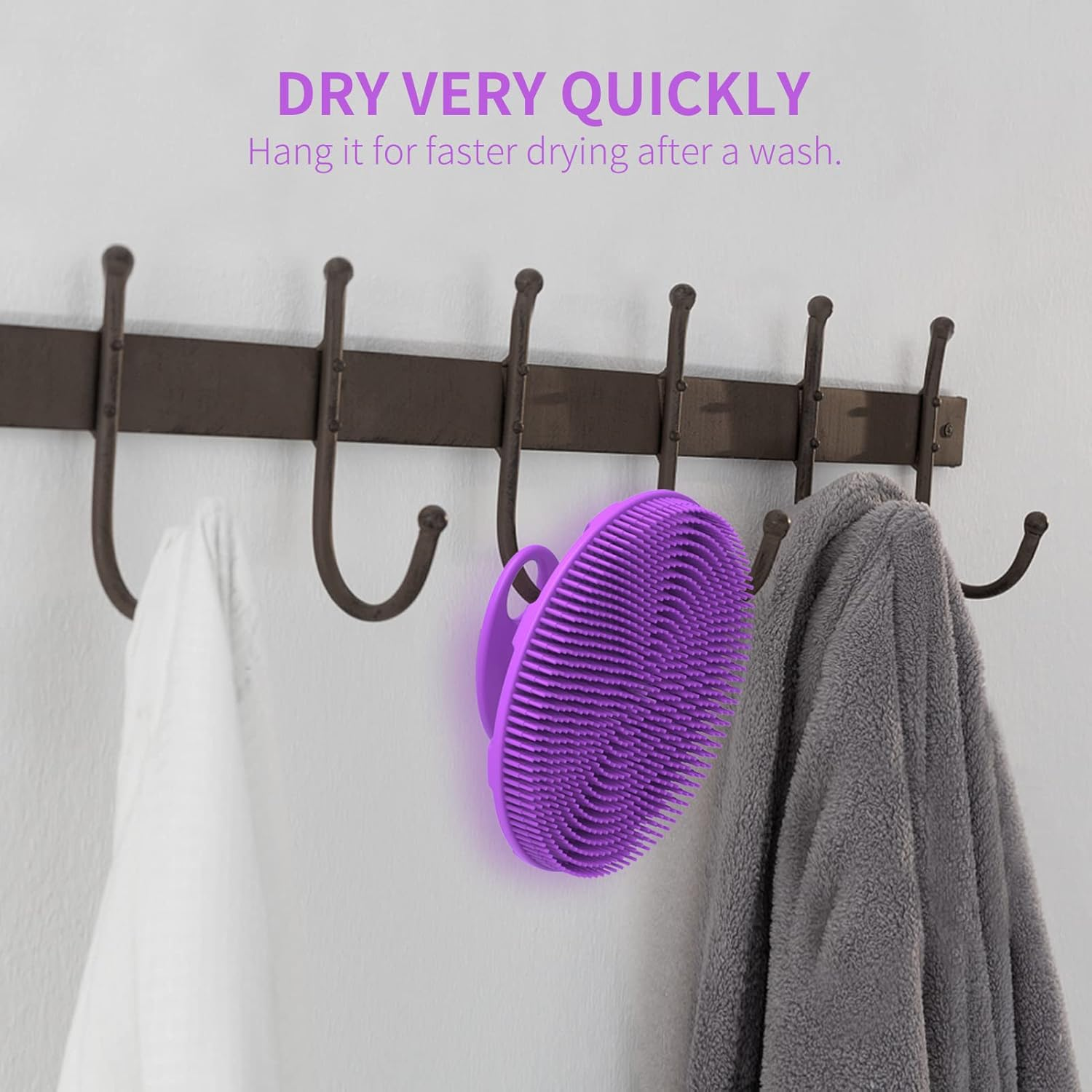 Silicone Body Scrubber Shower Bath Brush, More Hygienic than Traditional Loofah, Lather Nicely, Long Lasting, Gentle Exfoliating for Women Men Baby Sensitive Skin, 1 Pack, Purple image number 6