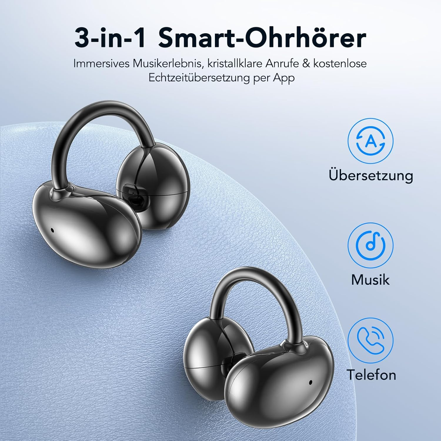 Ki Translator Headphones, 3-In-1 Translation Headphones 134 Languages with App, 7 Translation Modes Real Time Translator Earphones, Open Design, Bluetooth 6.0 Wireless Headphones for Learning/Travel image number 6