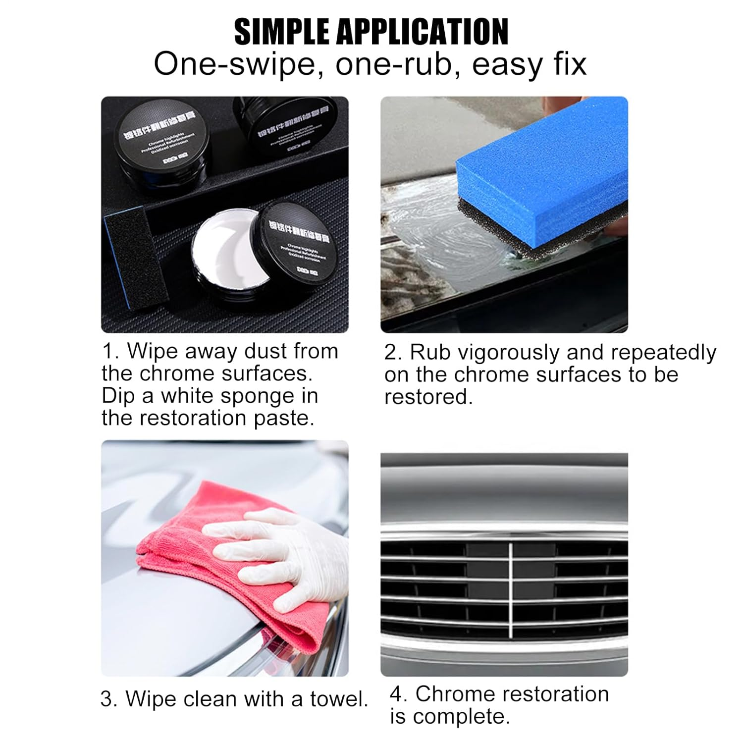 Gacqpli Car Chrome and Metal Polish - Tarnish and Oxidation Remover for Chrome - Automotive Maintenance Care Protectant Cream for Trim Window Frames Wheels Bumpers Door Handles image number 1