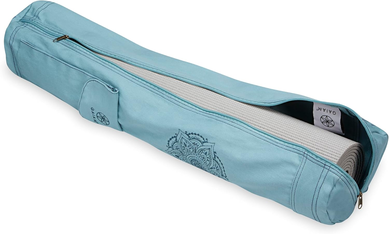 Gaiam Cargo Yoga Mat Bag, Full-Zipper Yoga Mat Carrier with Adjustable Strap, Front & Exterior Phone Pocket with Earbuds Slit, Stylish & Functional Fitness Mat Holder for Women & Men