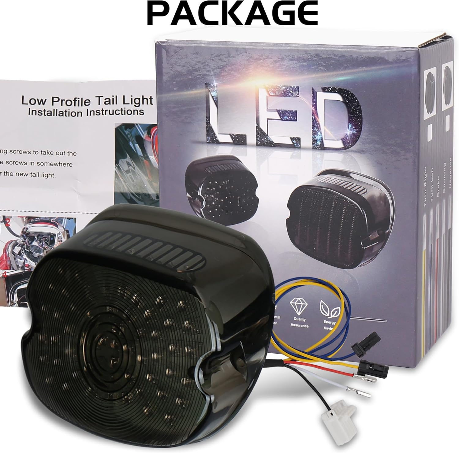 MOVOTOR Led Tail Light LED Brake Turn Signal Rear Light Low Profile Smoked Taillights Compatible with Harley Davidson Dyna Sportster 883 1200 Road King image number 2