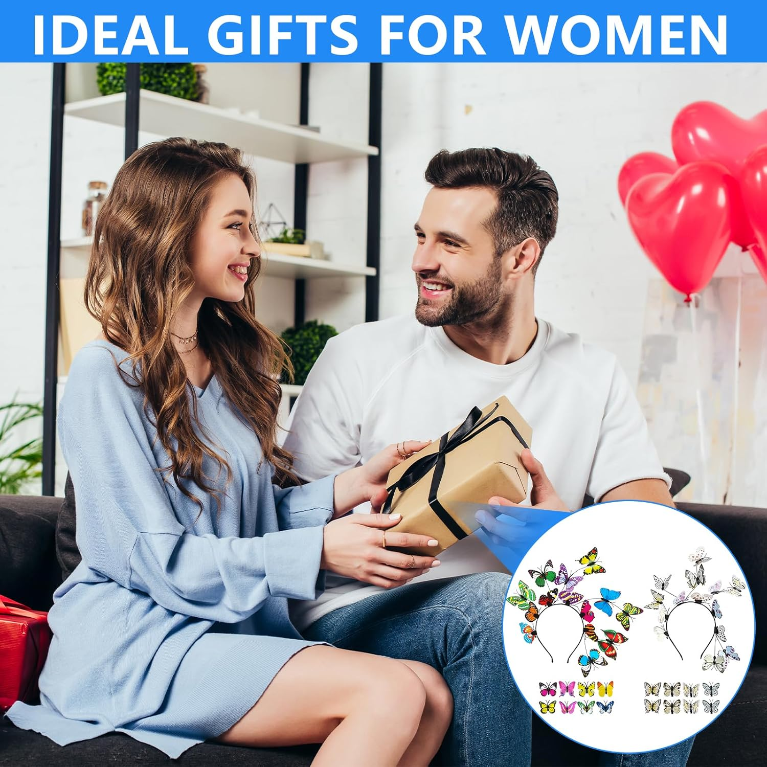 XTUDOU&reg; Women'S Butterfly Headband, Butterfly Clip Headband, for Butterfly Cosplay, Bridal Butterfly Headband, Fancy Dress Costumes Accessories, Pack of 2 image number 4