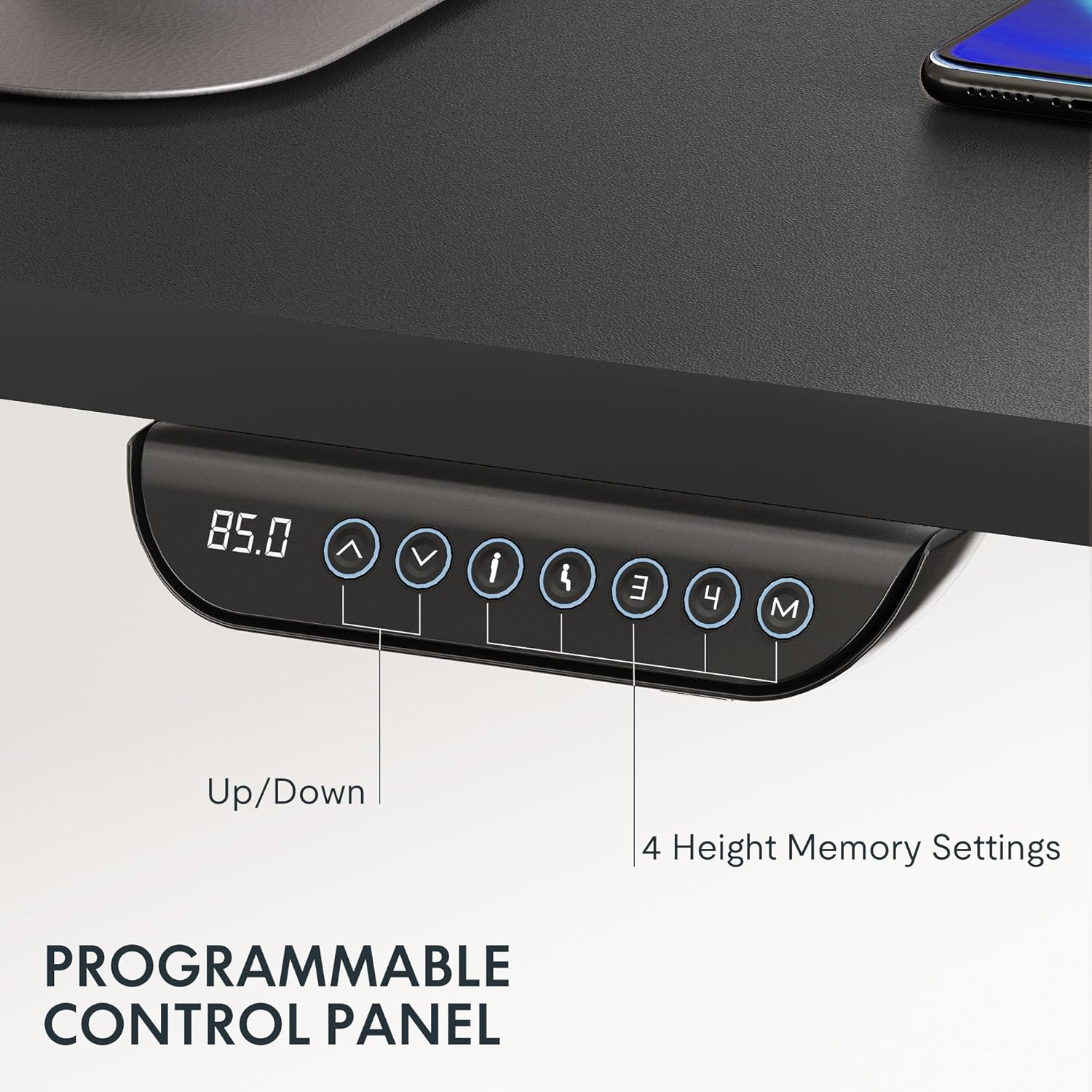 FLEXISPOT E6 Dual Motor 3 Stages Standing Desk 120X60 Cm Whole-Piece Board Electric Height Adjustable Desk Stand up Desk Large Load Capacity(Black Frame + Black Desktop) image number 1