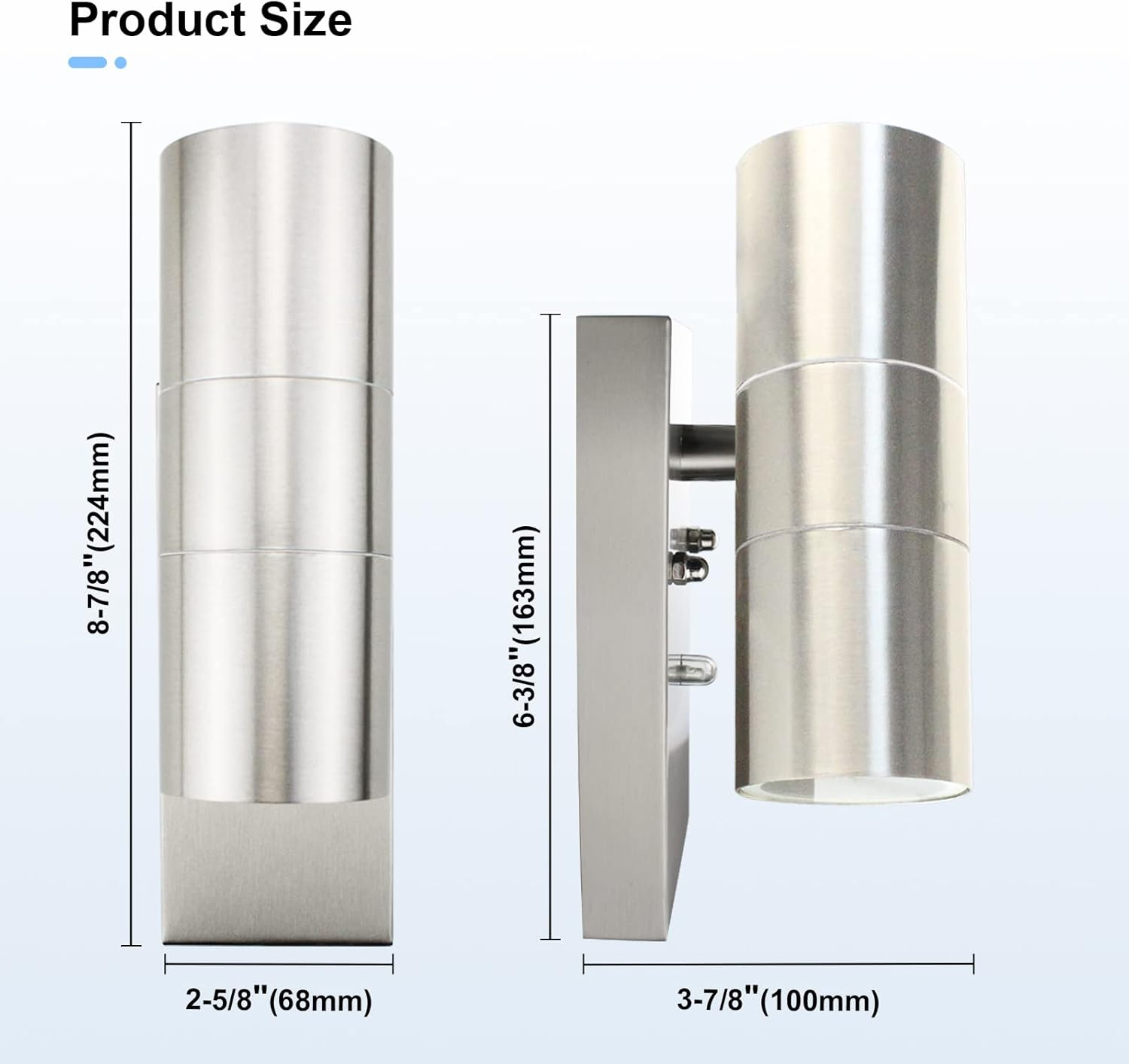 Allesgute Outdoor Wall Light Dusk Till Dawn Sensor up and down outside Lights Mains Powered 240V IP44 Stainless Steel Outdoor Wall Lamp for Porch, Incl. 2X 5W GU10 Bulbs Warm White image number 6