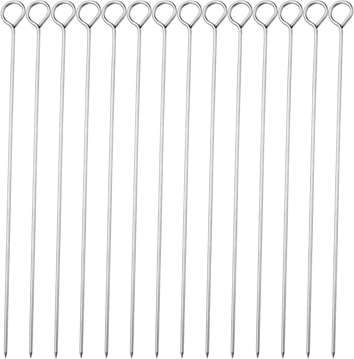 30 Pack Barbecue Skewers,10 Inch Stainless Steel BBQ Skewers Reusable Kabob Sticks for Grilling,Meat,Chicken,Vegetable image number 3