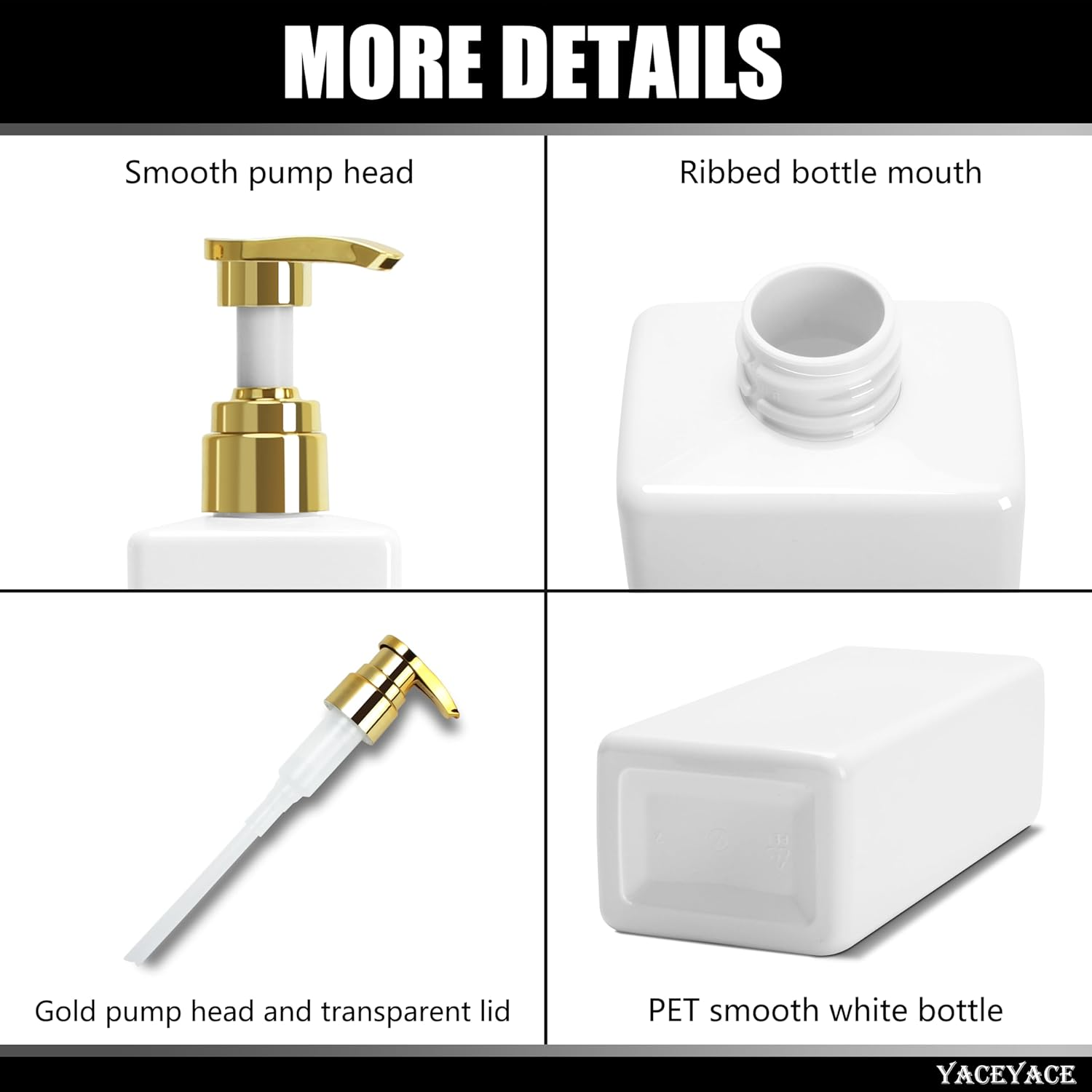 White Shampoo and Conditioner Dispenser, 500Ml Set of 3 Empty Black Shower Bottles with Pump, Shampoo Bottles for Bathroom, Kitchen, Solon